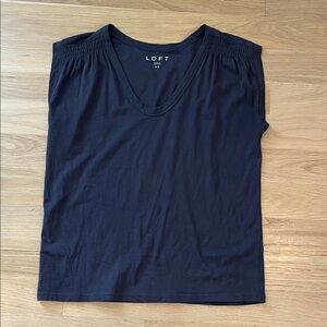 LOFT Women's Navy Blue B-Neck Muscle T Top